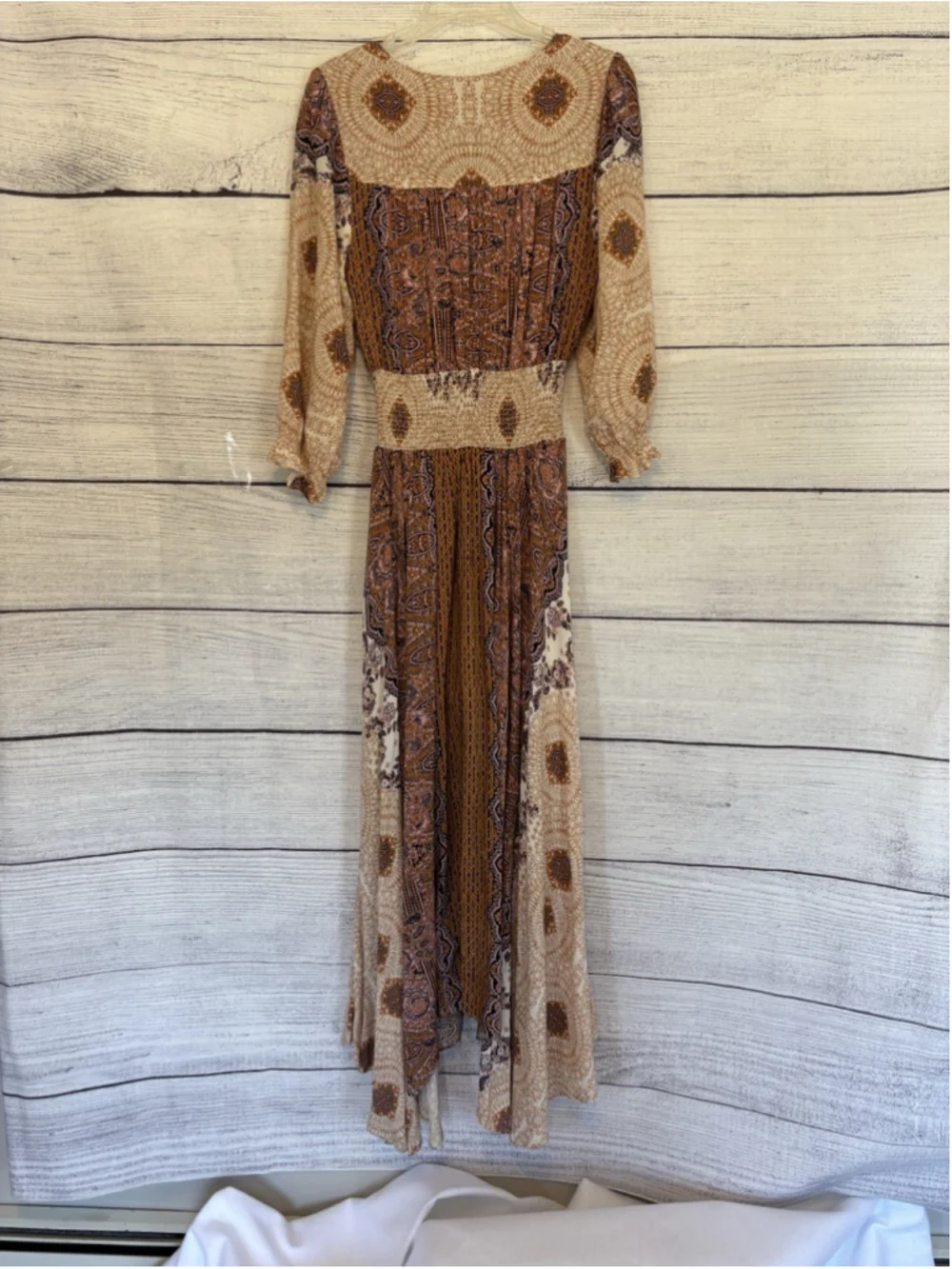 Free People Mexicali Rose Maxi Dress Medium Paisley Boho Cottagecore Smock - Picture 4 of 9